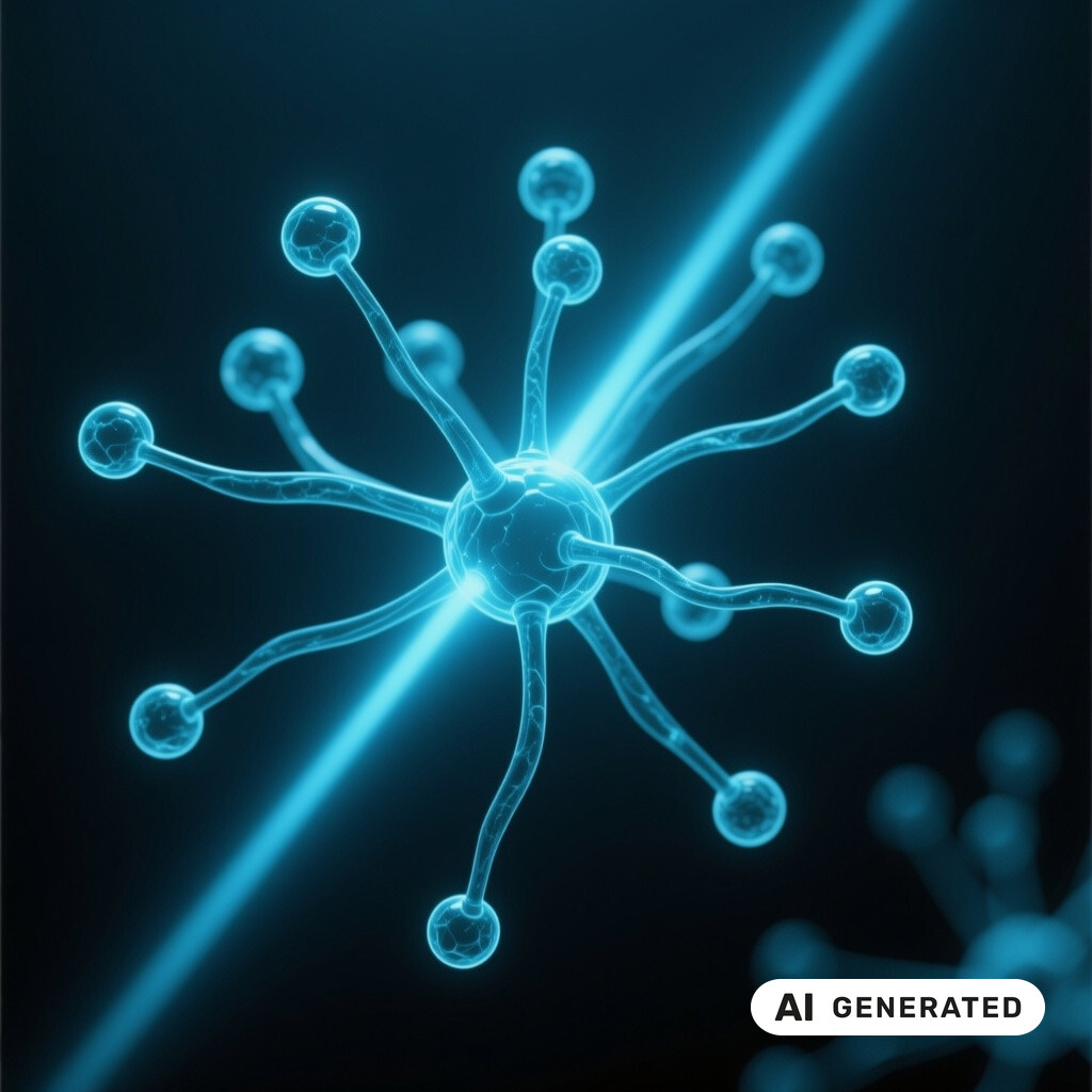Abstrakte dreidimensionale Datenvisualisierung eines neuronalen Netzes im dunklen Raum